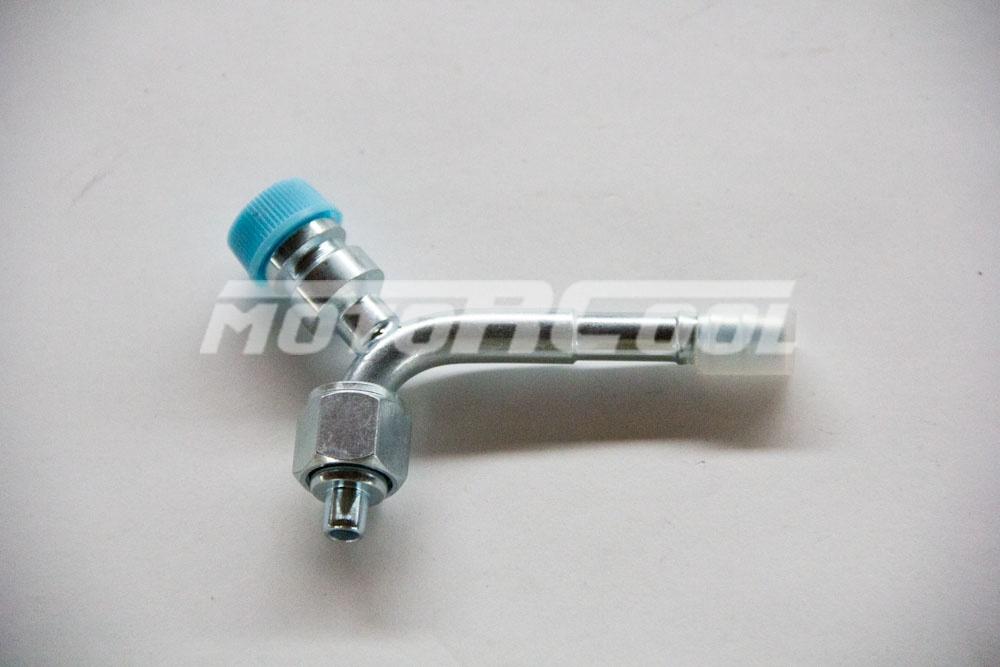 Фитинг RC-U07127 соед., сталь, гайка - сталь Ø резьбы 9/16" 18 UNF, Ø трубки 3/8" G6, №6, #6 (8мм), 90° , с заправочным портом, O-Ring. Фитинг RC-U07127 соед., сталь, гайка - сталь Ø резьбы 9/16" 18 UNF, Ø трубки 3/8" G6, №6, #6 (8мм), 90° , с заправочным портом, O-Ring.